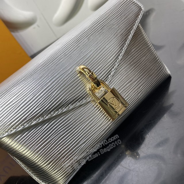 LV專櫃新款女包 路易威登Padlock on Strap手袋 M80819銀色 LV單肩斜挎包  ydh4255